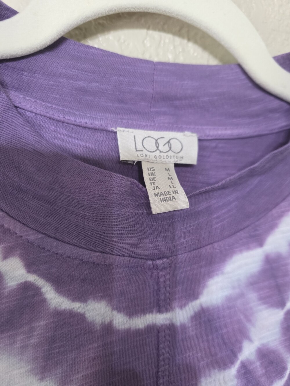 LOGO by Lori Goldstein Purple & White Tie-Dye Long Sleeve Top - Picture 2 of 6